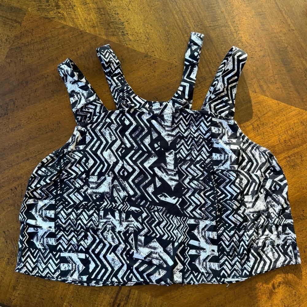 Angie Black and White Geometric Aztec Crop Top